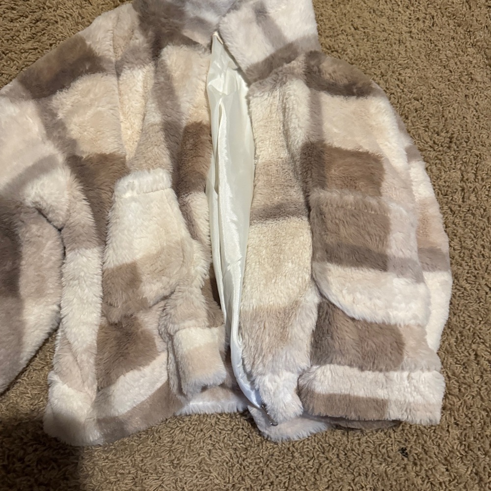 Plaid Faux Fur Jacket